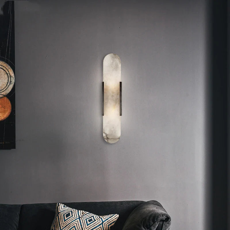 Axyaa Nordic LED Wall Sconce with Marble Lampshade - Modern Indoor Stair Lighting