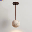Axyaa Yellow Travertine LED Pendant Lights Hanging Stone Ball Japan Style Pendant Lamp