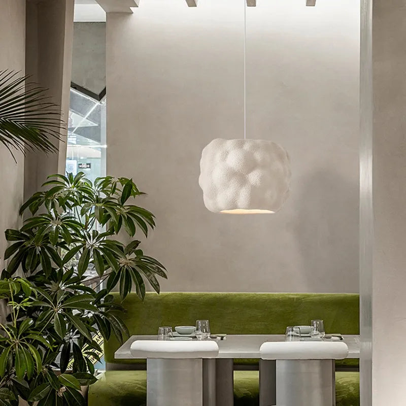 Axyaa Nordic Creamy Style E27 Pendant Lights Wabi Sabi Hanging Lamp