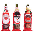 Axyaa Christmas Wine Bottle Covers Santa Claus Snowman Elk Xmas Table Festival Decoration