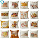 Axyaa Thanksgiving Pumpkin Ornaments Linen Throw Cushion Covers Home Decor