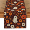 Axyaa Cute Ghost Chrysanthemum Table Runner - Halloween Party Decor and Dresser Table Accent
