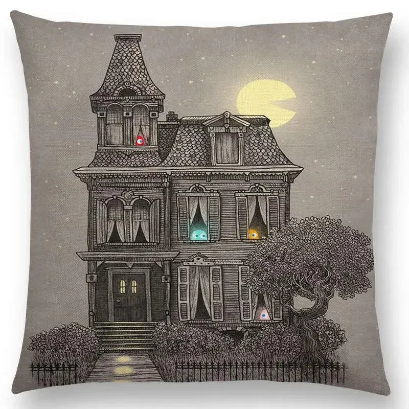 Cute Ghost Sailboat Whale Diver Cushion Cover by Axyaa