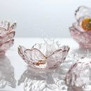 Axyaa Crystal Glass Dish Plate with Gold Rim, Blue Sea Snail Starfish Scallop design