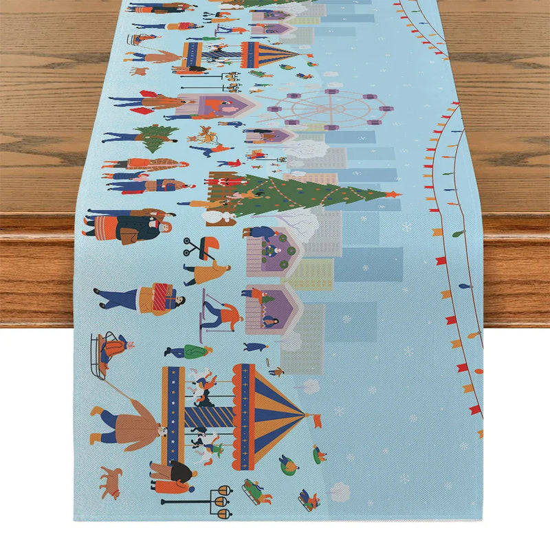 Axyaa Christmas Farmhouse Table Runner Holiday Decor Party Wedding
