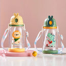 Axyaa Kids Straw Water Bottle 600ml - Leakproof Cartoon Sippy Cup