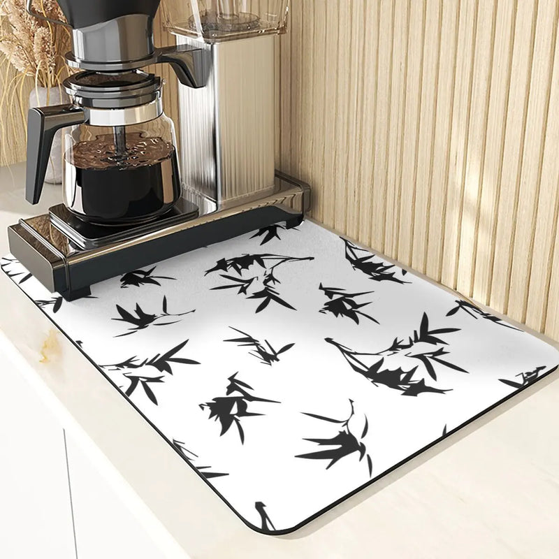 Axyaa Floral Silicone Coasters Set: Non-Slip Kitchen Mats, Flowers Pattern Diatomaceous Earth Placemat