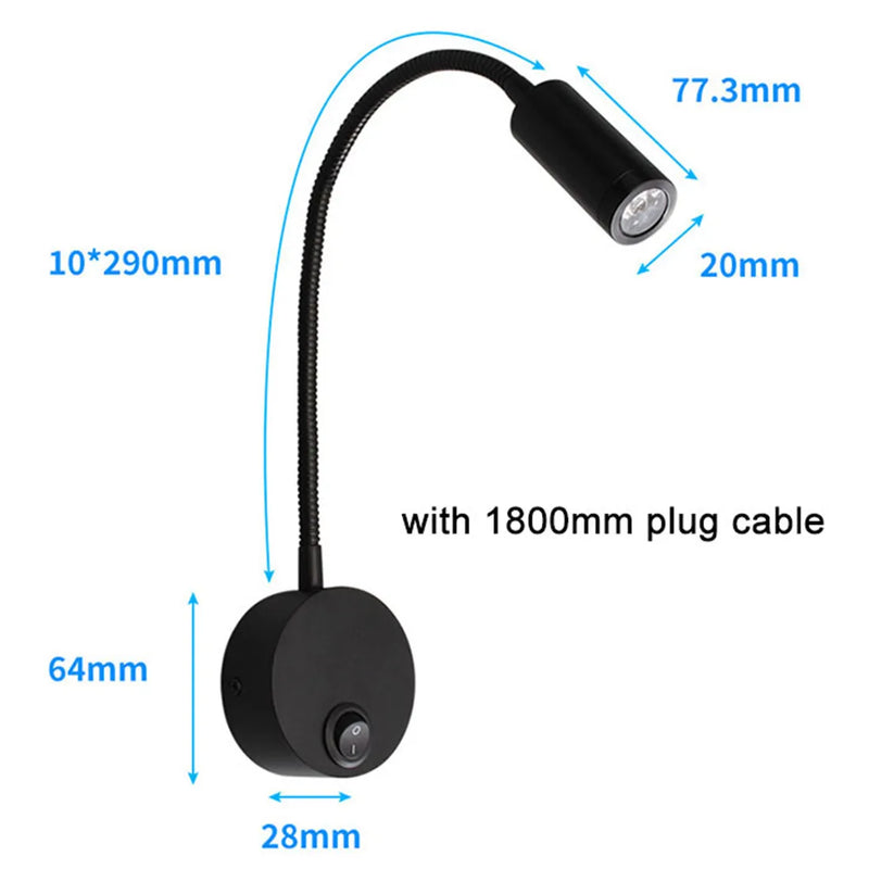Axyaa Plug-in Wall Sconce with USB Charging Port and Switch