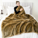 Axyaa Luxury Faux Fur Throw Blanket King Size Plaid Throws Soft & Fluffy
