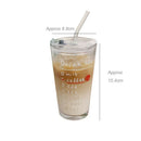 Axyaa Cute Korean Glass Water Bottle with Straw, Lid: 480ml Breakfast Glass Cups