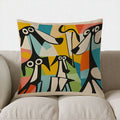 Axyaa Geometric Birds Pattern Throw Pillow Cover for Sofa, Bedroom, Car