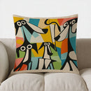 Axyaa Geometric Birds Pattern Throw Pillow Cover for Sofa, Bedroom, Car