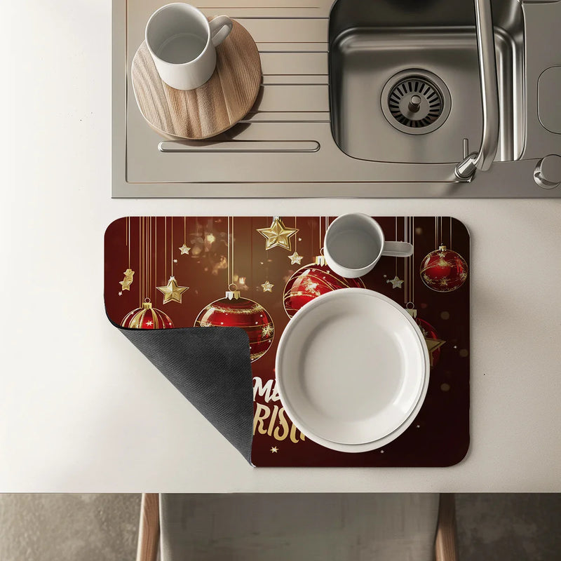 Axyaa Christmas Decor Absorbent Mat for Kitchen and Bathroom