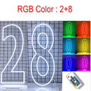 Axyaa LED Neon Number Sign - 30in, RGB Flashing, Sweet 16 18 21 Night Light