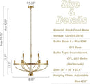 Axyaa Brass 9-Light Chandelier Gold Finish Geometric Ceiling Light for Dining & Living Room