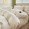 Axyaa Waffle Jacquard Cotton Queen Bedding Set with Sheets, Quilt Cover & Pillowcases