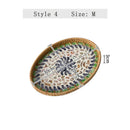 Axyaa Light Luxury Shell Inlaid Rattan Storage Basket Tray