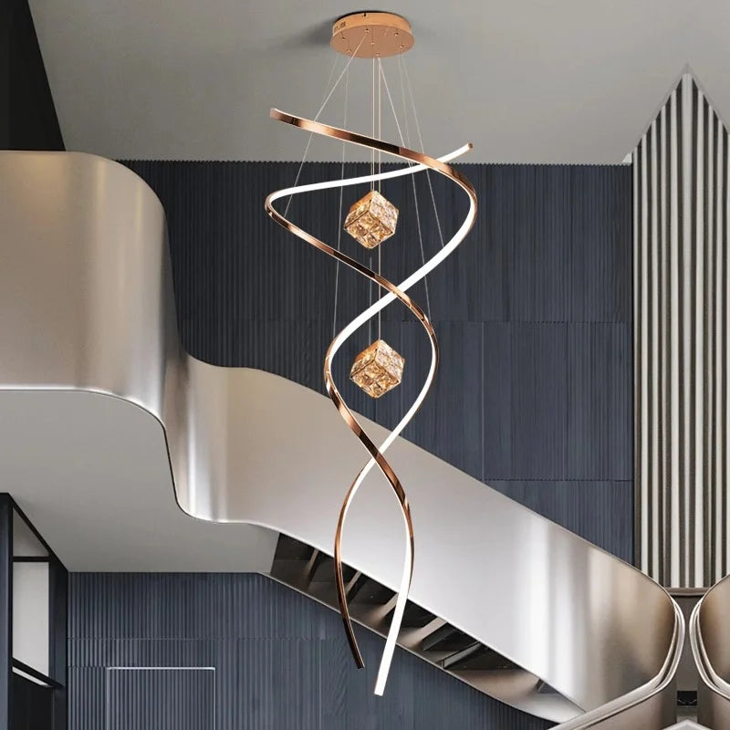 Axyaa Staircase Chandeliers LED Pendant Light Lamps for Living Room Eco-Friendly Lighting