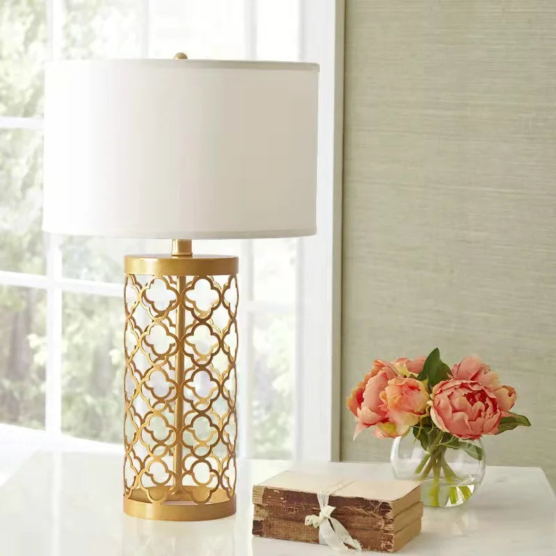 Nordic Modern Axyaa Metal Base Table Lamp with Fabric Lampshade