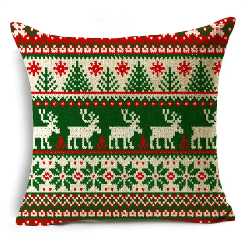 Axyaa Christmas Linen Pillowcase 45x45cm - Festive Home Decor & Gifts