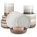 Axyaa Stoneware Dinnerware Set with Mix-Color Sesame Layered Glaze - 16/32 Piece