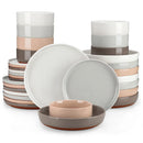 Axyaa Stoneware Dinnerware Set with Mix-Color Sesame Layered Glaze - 16/32 Piece