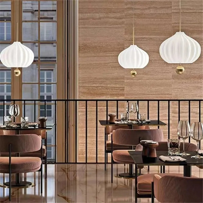 Axyaa White Glass Pendant Lamp - Post-Modern Japanese Style Dining Room Light