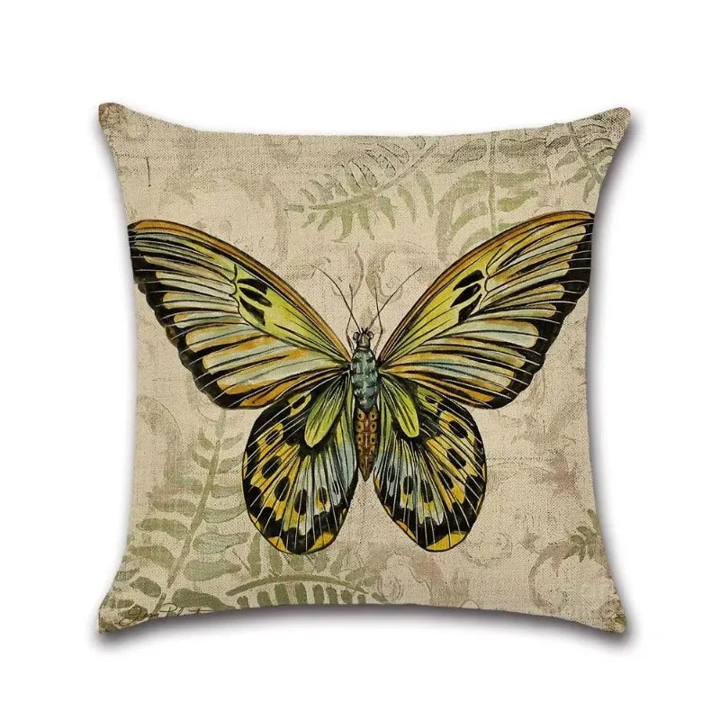 Butterfly Pattern Pillow Case Animal Decorative Linen Cushion Cover for Axyaa Home Decoration