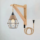 Axyaa Country Style Wood Rope Wall Lamp Retro Cafe Bedroom Light