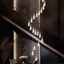 Axyaa Crystal Chandelier: Modern Stair Pendant Lighting for Living Room and Interior