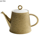 Axya Meteor Shower Ceramic Tea Pot with Gold Paint, Luxury Afternoon Coffee Pot
