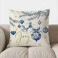 Blue Floral Bow-Patterned Cushion Cover by Axyaa for Sofa, Bedroom, Car