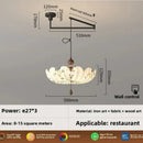 Axyaa Lotus Fabric Pendant Light for Bedroom Living Room Solid Wood Restaurant