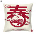 Axyaa Chinese New Year Printed Cushion Cover for Bed and Sofa