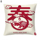 Axyaa Chinese New Year Printed Cushion Cover for Bed and Sofa