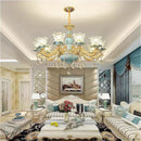 Luxury Crystal Blue Ceramic Chandelier for Living Room Ceiling by Axyaa