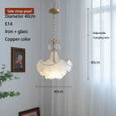 Axyaa Modern Shell Glass Chandelier - Copper Pendant LED Light for Home Decor