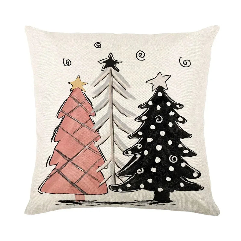 Christmas Party Pillowcase with Santa Claus & Snowman Print for Home Decoration by Axyaa.