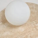 Axyaa White Glass LED Wall Light - Yellow Travertine Button Switch - Wabi Sabi Design