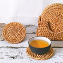 Axyaa Rattan Table Mats Set, Heat Resistant, Scald Resistant, Dining Coasters, Household Use
