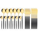 Axyaa Pink Gold Stainless Steel Cutlery Set - 24Pcs Mirror Dinnerware Flatware