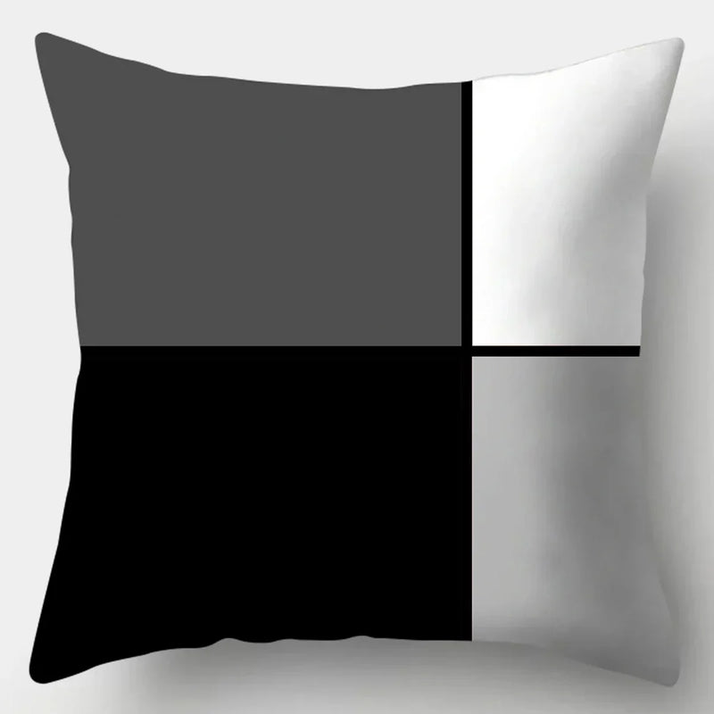 Axyaa Black White Modern Cushion Cover 45x45cm Polyester Decorative Pillow Case