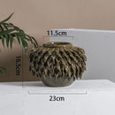 Axyaa Leaf Relief Ceramic Vase, Hand-made Porcelain Flower Pot, Floral Arrangement Accessory