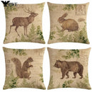 Axyaa Forest Animals Print Pillowcase Square Decor for Home and Office