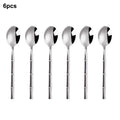 Axyaa Bamboo Handle Cutlery Set - Stainless Steel Dinnerware Mirror Finish
