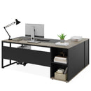 Axyaa Executive L-Shaped Desk with Cabinet Storage and Shelves