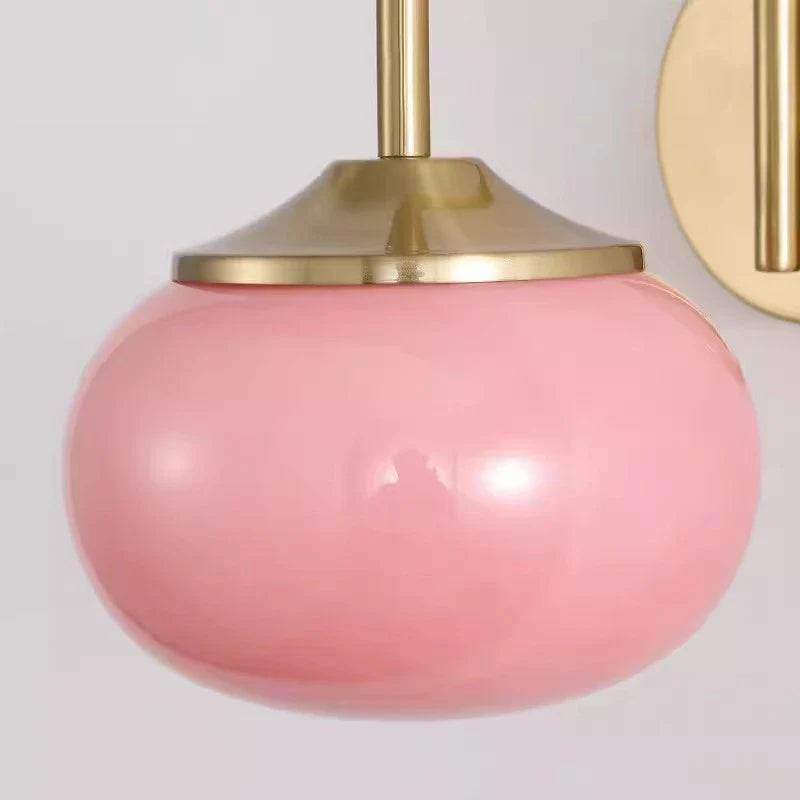 Axyaa Pink White Glass Ball Wall Lamp Cream Stylish Lighting for Living Room