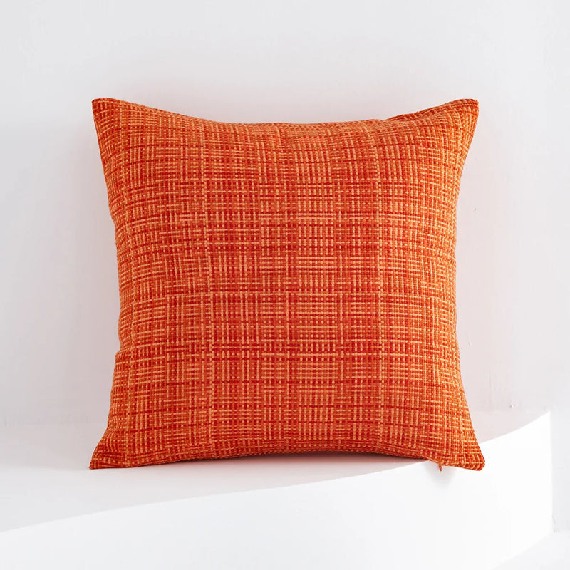 Orange Waterproof Cotton Linen Pillow Cover for Home Sofa Decor by Axyaa