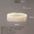 Axyaa Tassel Chandelier LED Light Silver Round Fixture for Dining Living Bedroom