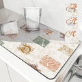 Axyaa Nautical Retro Coffee Mat - Absorbent Rubber Backed Drying Mat